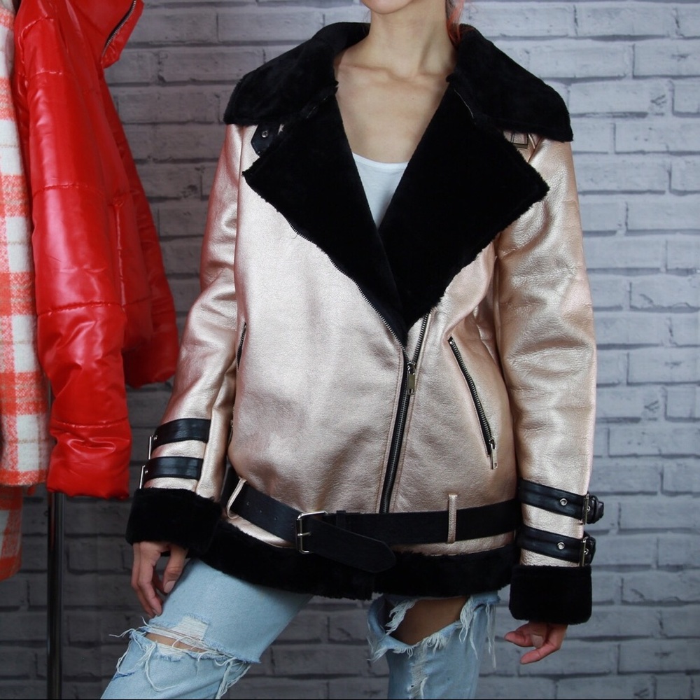 Miss Pap rose gold aviator jacket